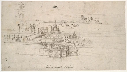 Tower of London (pióro i brązowy atrament na słabych oznaczeniach czarną kredą)